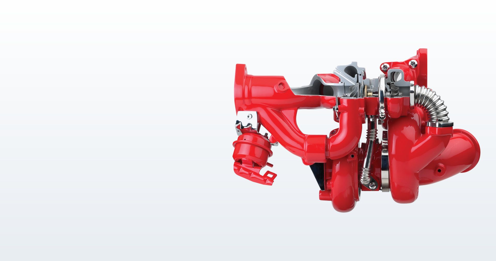 Sectioned turbocharger: turbine and compressor housings with wastegate actuator