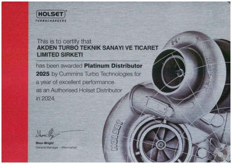 Cummins Turbo Technologies Platinum Distributor 2025 certificate